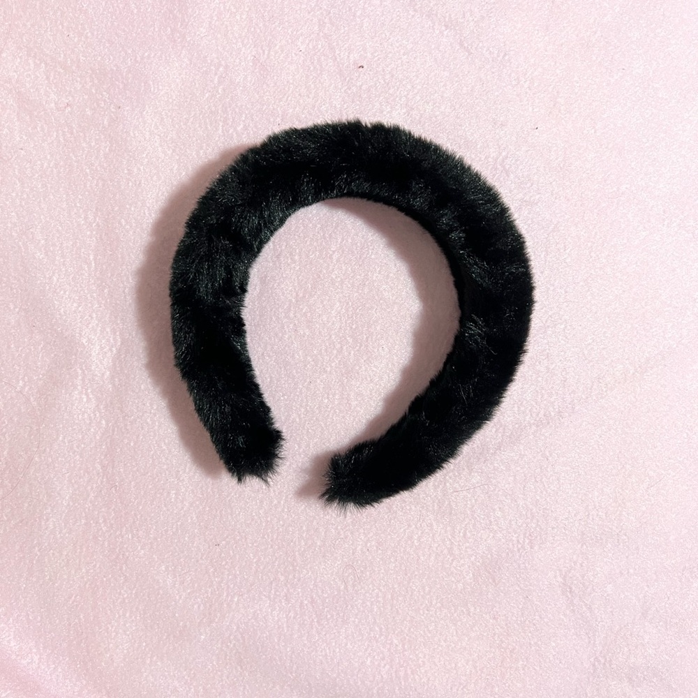 black fuzzy headband